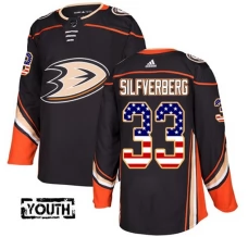Lasten Anaheim Ducks Jakob Silfverberg 33 Pelipaita USA Flag Fashion Musta Authentic