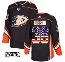Lasten Anaheim Ducks John Gibson 36 Pelipaita USA Flag Fashion Musta Authentic