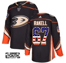 Lasten Anaheim Ducks Rickard Rakell 67 Pelipaita USA Flag Fashion Musta Authentic