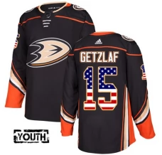 Lasten Anaheim Ducks Ryan Getzlaf 15 Pelipaita USA Flag Fashion Musta Authentic