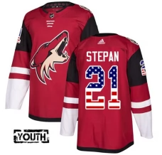 Lasten Arizona Coyotes Derek Stepan 21 Pelipaita USA Flag Fashion Punainen Authentic