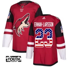 Lasten Arizona Coyotes Oliver Ekman-Larsson 23 Pelipaita USA Flag Fashion Punainen Authentic
