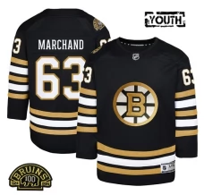 Lasten Boston Bruins Brad Marchand 63 Pelipaita 100th Anniversary Patch Musta Premier Vaihtoehtoinen
