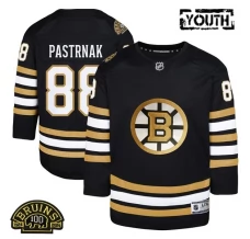 Lasten Boston Bruins David Pastrnak 88 Pelipaita 100th Anniversary Patch Musta Valkoinen Premier Vaihtoehtoinen