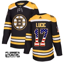 Lasten Boston Bruins Milan Lucic 17 Pelipaita USA Flag Fashion Musta Authentic
