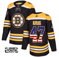 Lasten Boston Bruins Torey Krug 47 Pelipaita USA Flag Fashion Musta Authentic