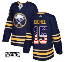 Lasten Buffalo Sabres Jack Eichel 15 Pelipaita USA Flag Fashion Navy Authentic