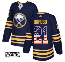 Lasten Buffalo Sabres Kyle Okposo 21 Pelipaita USA Flag Fashion Navy Authentic