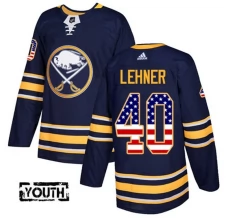 Lasten Buffalo Sabres Robin Lehner 40 Pelipaita USA Flag Fashion Navy Authentic