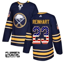 Lasten Buffalo Sabres Sam Reinhart 23 Pelipaita USA Flag Fashion Navy Authentic