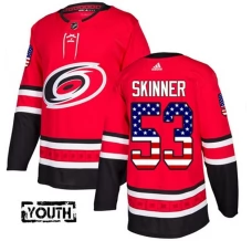 Lasten Carolina Hurricanes Jeff Skinner 53 Pelipaita USA Flag Fashion Punainen Authentic