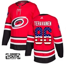 Lasten Carolina Hurricanes Teuvo Teravainen 86 Pelipaita USA Flag Fashion Punainen Authentic