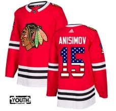 Lasten Chicago Blackhawks Artem Anisimov 15 Pelipaita USA Flag Fashion Punainen Authentic