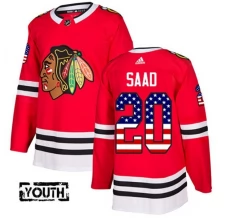 Lasten Chicago Blackhawks Brandon Saad 20 Pelipaita USA Flag Fashion Punainen Authentic