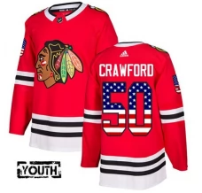 Lasten Chicago Blackhawks Corey Crawford 50 Pelipaita USA Flag Fashion Punainen Authentic