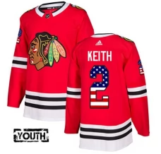 Lasten Chicago Blackhawks Duncan Keith 2 Pelipaita USA Flag Fashion Punainen Authentic