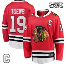 Lasten Chicago Blackhawks Jonathan Toews 19 Pelipaita Captain Patch Punainen Breakaway Koti