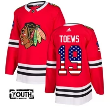 Lasten Chicago Blackhawks Jonathan Toews 19 Pelipaita USA Flag Fashion Punainen Authentic