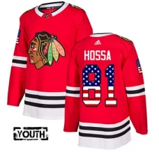 Lasten Chicago Blackhawks Marian Hossa 81 Pelipaita USA Flag Fashion Punainen Authentic