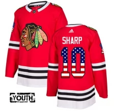 Lasten Chicago Blackhawks Patrick Sharp 10 Pelipaita USA Flag Fashion Punainen Authentic