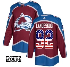 Lasten Colorado Avalanche Gabriel Landeskog 92 Pelipaita USA Flag Fashion Burgundy Punainen Authentic