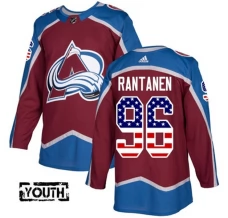 Lasten Colorado Avalanche Mikko Rantanen 96 Pelipaita USA Flag Fashion Burgundy Punainen Authentic