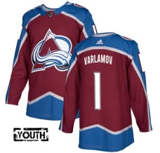 Lasten Colorado Avalanche Semyon Varlamov 1 Pelipaita Burgundy Authentic