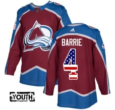 Lasten Colorado Avalanche Tyson Barrie 4 Pelipaita USA Flag Fashion Burgundy Punainen Authentic