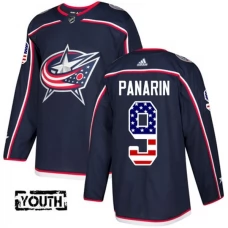 Lasten Columbus Blue Jackets Artemi Panarin 9 Pelipaita USA Flag Fashion Navy Authentic