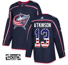 Lasten Columbus Blue Jackets Cam Atkinson 13 Pelipaita USA Flag Fashion Navy Authentic