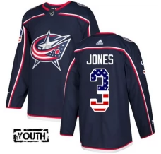 Lasten Columbus Blue Jackets Seth Jones 3 Pelipaita USA Flag Fashion Navy Authentic