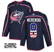Lasten Columbus Blue Jackets Zach Werenski 8 Pelipaita USA Flag Fashion Navy Authentic