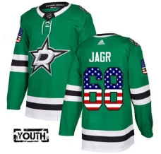 Lasten Dallas Stars Jaromir Jagr 68 Pelipaita USA Flag Fashion Kelly Green Authentic