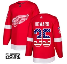Lasten Detroit Red Wings Jimmy Howard 35 Pelipaita USA Flag Fashion Punainen Authentic