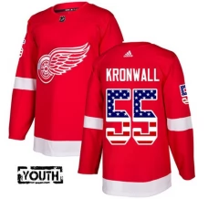 Lasten Detroit Red Wings Niklas Kronwall 55 Pelipaita USA Flag Fashion Punainen Authentic