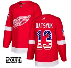 Lasten Detroit Red Wings Pavel Datsyuk 13 Pelipaita USA Flag Fashion Punainen Authentic