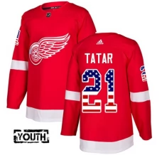 Lasten Detroit Red Wings Tomas Tatar 21 Pelipaita USA Flag Fashion Punainen Authentic
