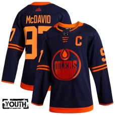Lasten Edmonton Oilers Connor McDavid 97 Pelipaita 2020 Captain Patch Royal Authentic