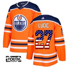 Lasten Edmonton Oilers Milan Lucic 27 Pelipaita USA Flag Fashion Oranssi Authentic