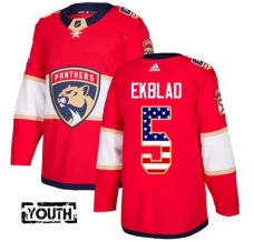 Lasten Florida Panthers Aaron Ekblad 5 Pelipaita USA Flag Fashion Punainen Authentic