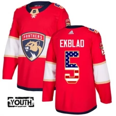 Lasten Florida Panthers Aaron Ekblad 5 Pelipaita USA Flag Fashion Punainen Authentic