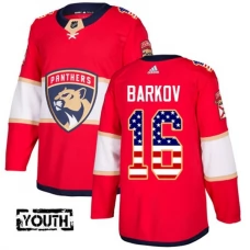 Lasten Florida Panthers Aleksander Barkov 16 Pelipaita USA Flag Fashion Punainen Authentic