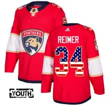 Lasten Florida Panthers James Reimer 34 Pelipaita USA Flag Fashion Punainen Authentic