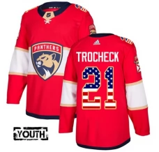 Lasten Florida Panthers Vincent Trocheck 21 Pelipaita USA Flag Fashion Punainen Authentic