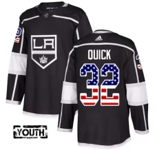 Lasten Los Angeles Kings Jonathan Quick 32 Pelipaita USA Flag Fashion Musta Authentic