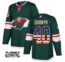 Lasten Minnesota Wild Devan Dubnyk 40 Pelipaita USA Flag Fashion Vihreä Authentic