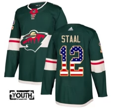 Lasten Minnesota Wild Eric Staal 12 Pelipaita USA Flag Fashion Vihreä Authentic
