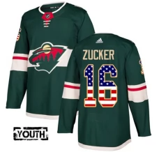 Lasten Minnesota Wild Jason Zucker 16 Pelipaita USA Flag Fashion Vihreä Authentic