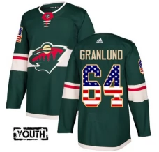 Lasten Minnesota Wild Mikael Granlund 64 Pelipaita USA Flag Fashion Vihreä Authentic