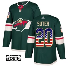 Lasten Minnesota Wild Ryan Suter 20 Pelipaita USA Flag Fashion Vihreä Authentic